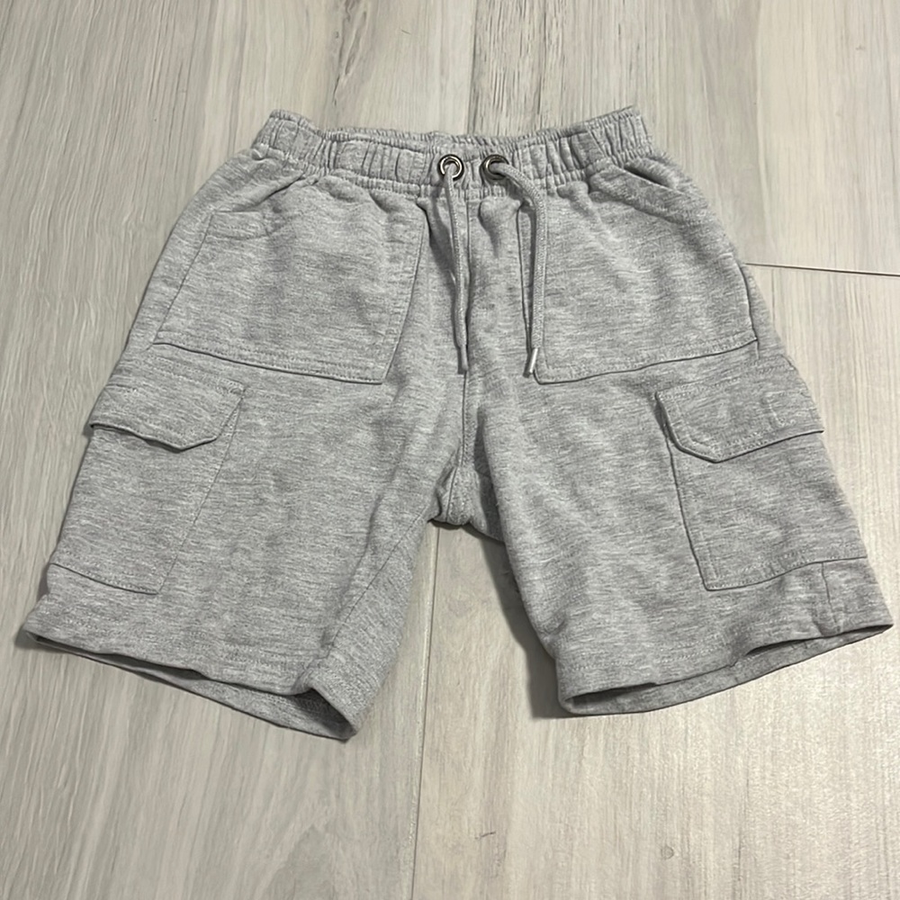 Boys Grey Cargo Sweat Shorts with Velcro Pockets Size 6